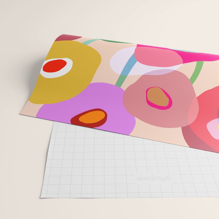 Minimal Abstract Wild floral bouquet on Peach Fuzz Wrapping Paper Gallery Image 2