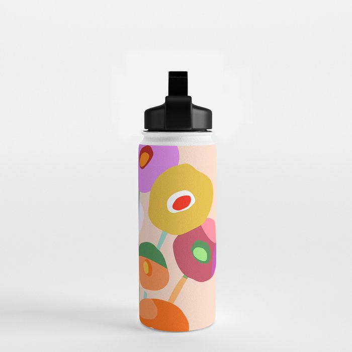 Minimal Abstract Wild floral bouquet on Peach Fuzz Water Bottle Gallery Image 2