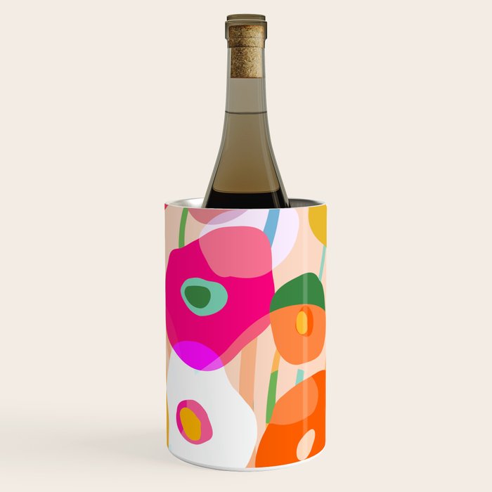 Minimal Abstract Wild floral bouquet on Peach Fuzz Wine Chiller Gallery Image 1