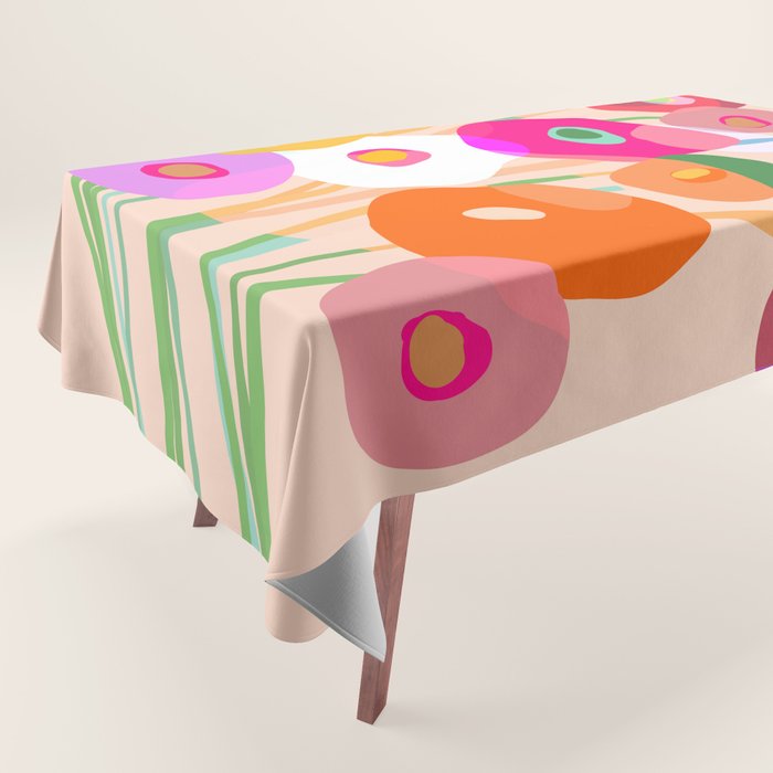 Minimal Abstract Wild floral bouquet on Peach Fuzz Tablecloth Gallery Image 1