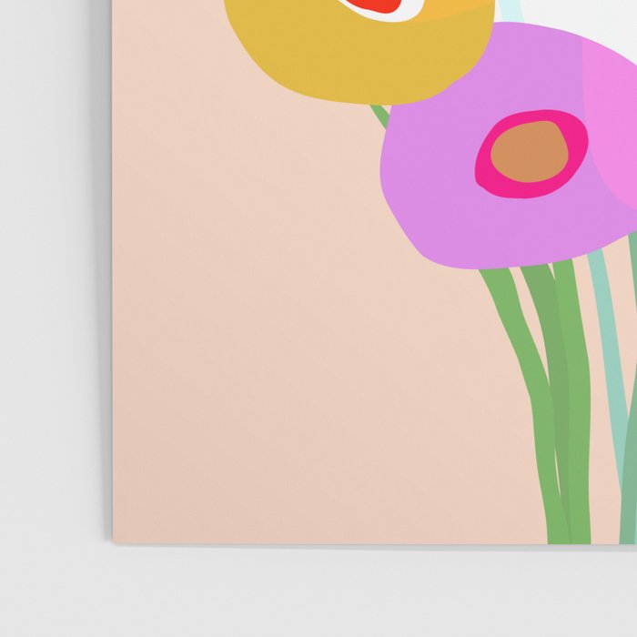 Minimal Abstract Wild floral bouquet on Peach Fuzz Poster Gallery Image 3