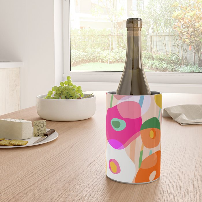 Minimal Abstract Wild floral bouquet on Peach Fuzz Wine Chiller Gallery Image 4