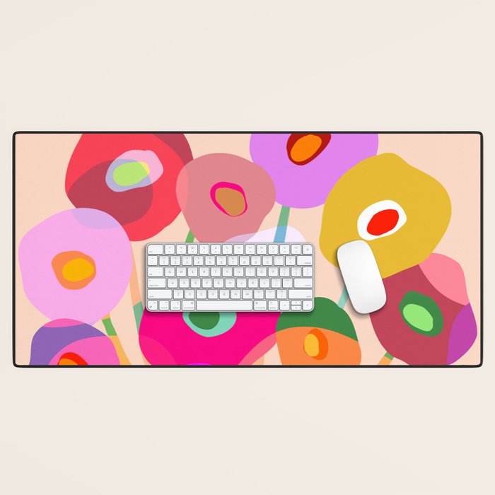 Minimal Abstract Wild floral bouquet on Peach Fuzz Desk Mat Gallery Image 1