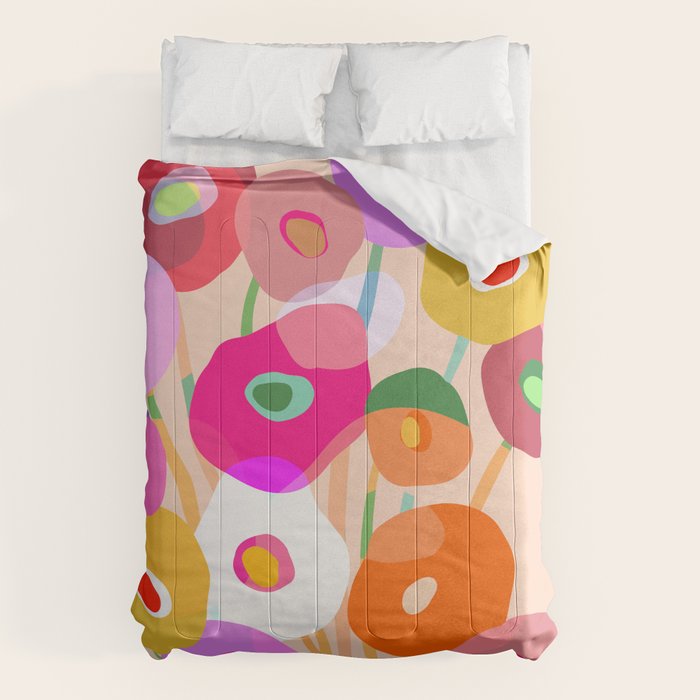 Minimal Abstract Wild floral bouquet on Peach Fuzz Comforter Gallery Image 6