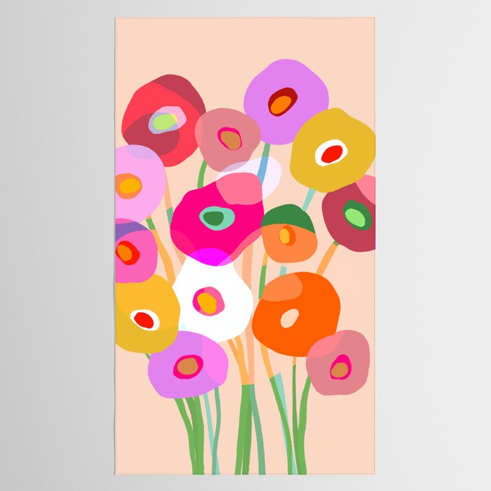 Minimal Abstract Wild floral bouquet on Peach Fuzz Tablecloth Gallery Image 2