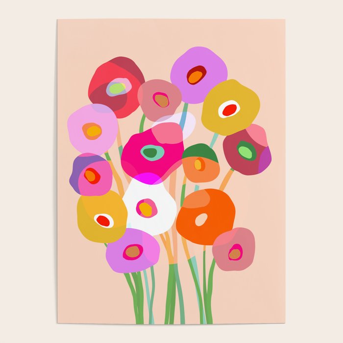 Minimal Abstract Wild floral bouquet on Peach Fuzz Poster Gallery Image 4