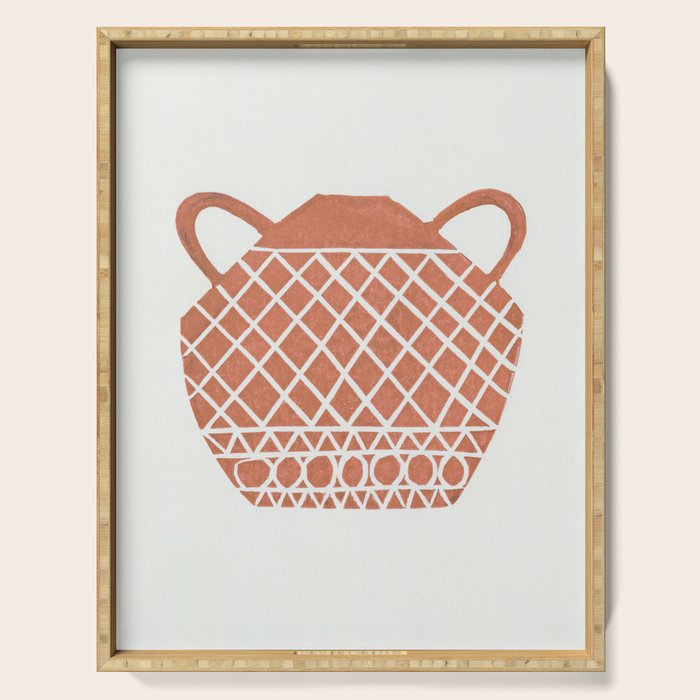 Linocut Vase #3 Serving Tray Gallery Image 1