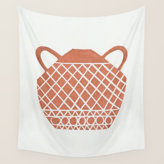 Linocut Vase #3 Wall Tapestry Gallery Image 4