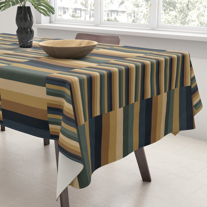 Mixed Stripes Pattern XXV Bold Earthy Tablecloth Gallery Image 3