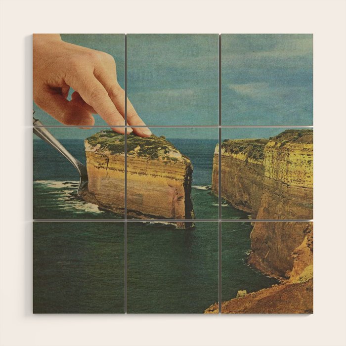 Serving up cake by the seaside II - Cake slice Wood Wall Art Gallery Image 1