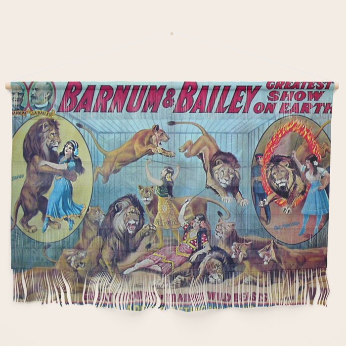 1910 Barnum & Bailey Circus Dancing Lions - M'lle Adgi's Acting Vintage Poster Wall Hanging Gallery Image 1