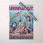 1910 Barnum & Bailey Circus Dancing Lions - M'lle Adgi's Acting Vintage Poster Wrapping Paper Gallery Image 1