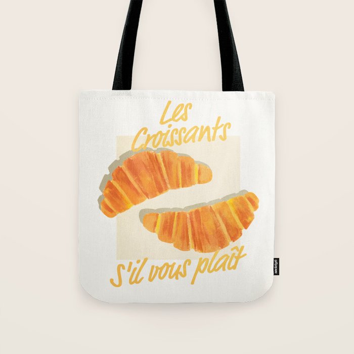 Croissants: Vintage Retro French Brunch Bakery Cafe Art Tote Bag Gallery Image 1