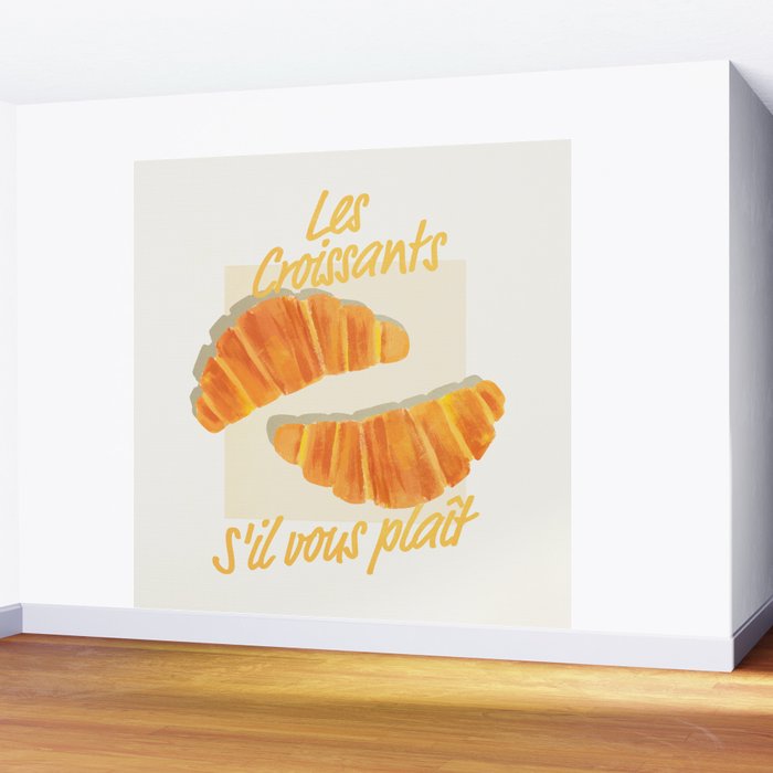 Croissants: Vintage Retro French Brunch Bakery Cafe Art Wall Mural Gallery Image 2