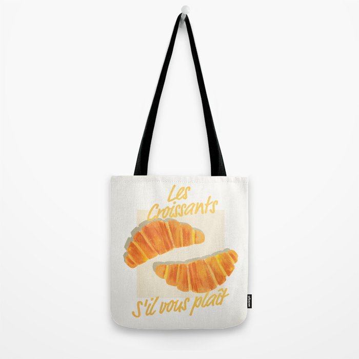Croissants: Vintage Retro French Brunch Bakery Cafe Art Tote Bag Gallery Image 2