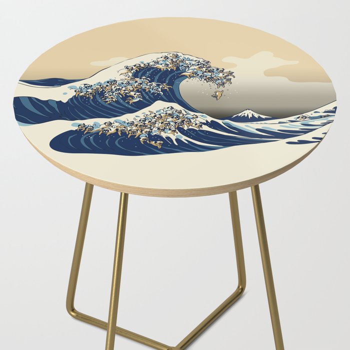 The Great Wave of Pugs Vanilla Sky Side Table Gallery Image 2