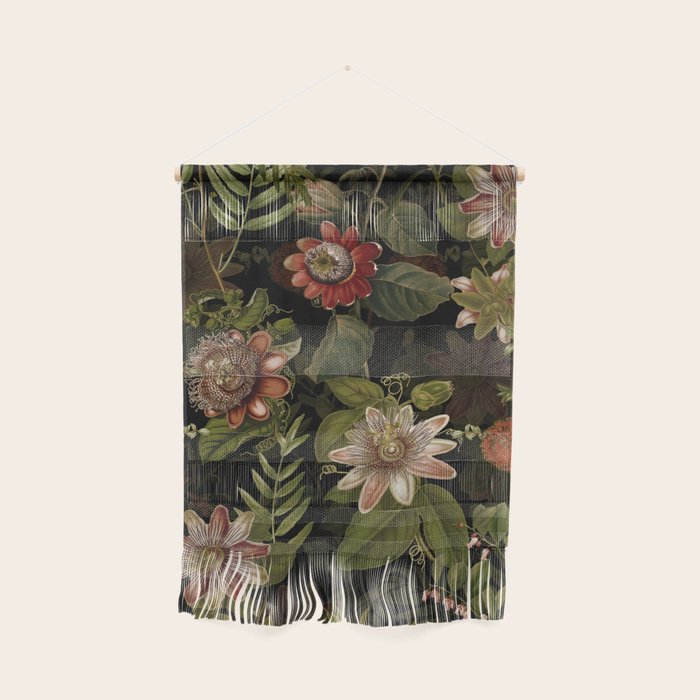 Midnight Summer Sepia Exotic Passiflora Flowers Garden Wall Hanging Gallery Image 1