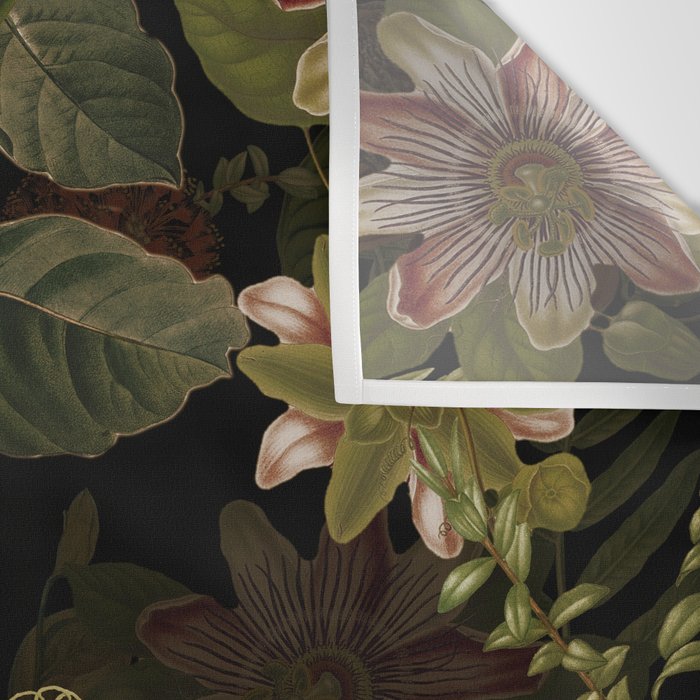 Midnight Summer Sepia Exotic Passiflora Flowers Garden Wall Tapestry Gallery Image 3