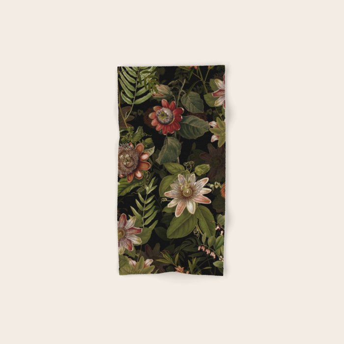 Midnight Summer Sepia Exotic Passiflora Flowers Garden Bath Towel Gallery Image 1