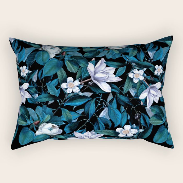 Moon Night Flowers Rectangular Pillow Gallery Image 1