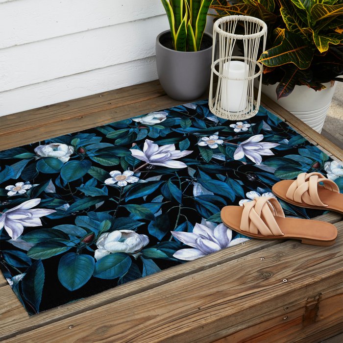 Moon Night Flowers Outdoor Rug Gallery Image 2