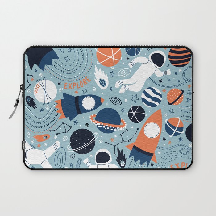 Rocket Ships And Astronauts Pattern Laptop Sleeve Gallery Image 1
