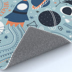 Rocket Ships And Astronauts Pattern Rug Gallery Image 4