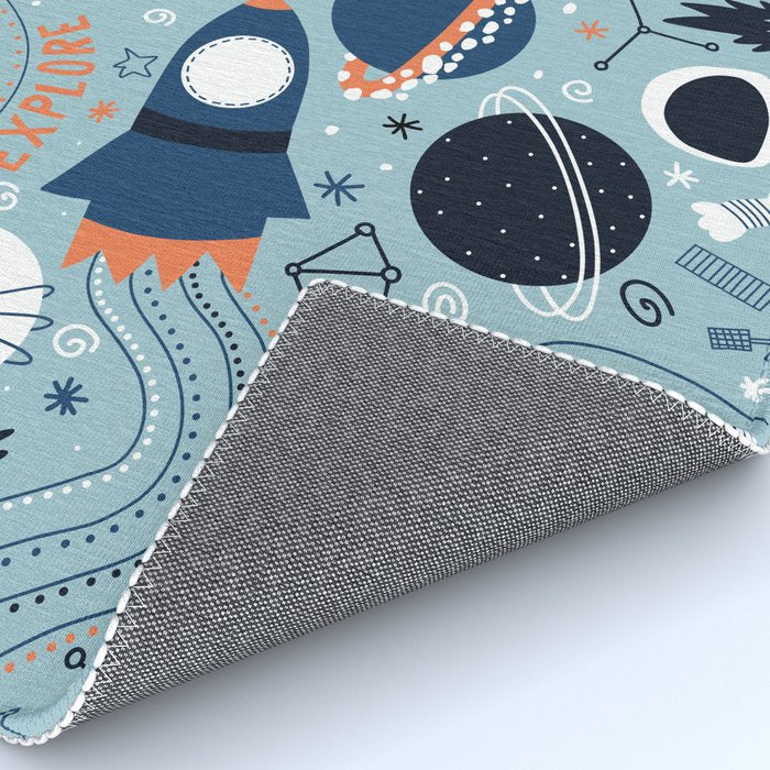 Rocket Ships And Astronauts Pattern Rug Gallery Image 4