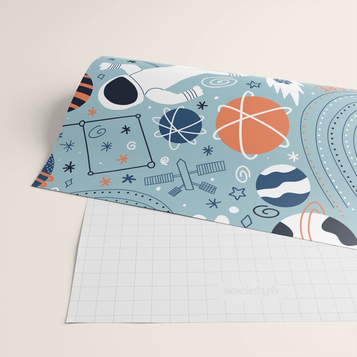 Rocket Ships And Astronauts Pattern Wrapping Paper Gallery Image 2