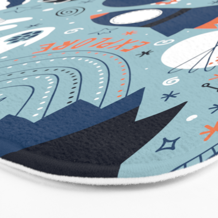 Rocket Ships And Astronauts Pattern Bath Mat Gallery Image 3