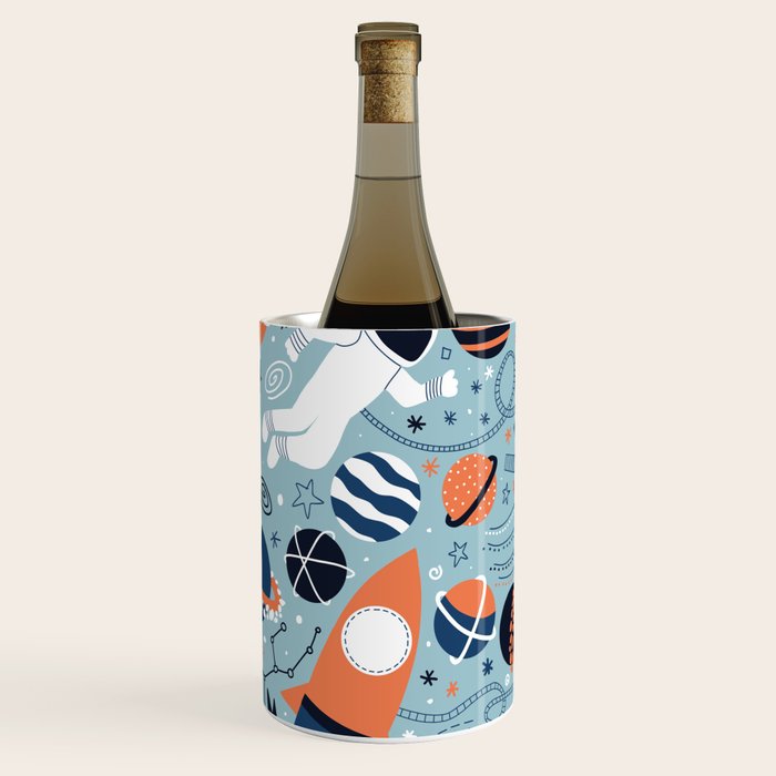 Rocket Ships And Astronauts Pattern Wine Chiller Gallery Image 3
