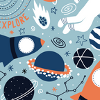 Rocket Ships And Astronauts Pattern Coffee Mug Gallery Image 2