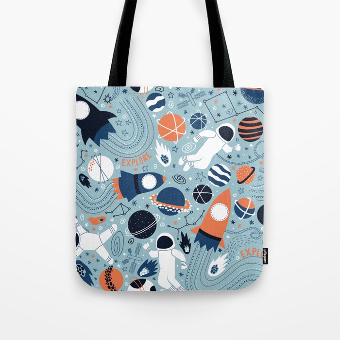 Rocket Ships And Astronauts Pattern Tote Bag Gallery Image 1