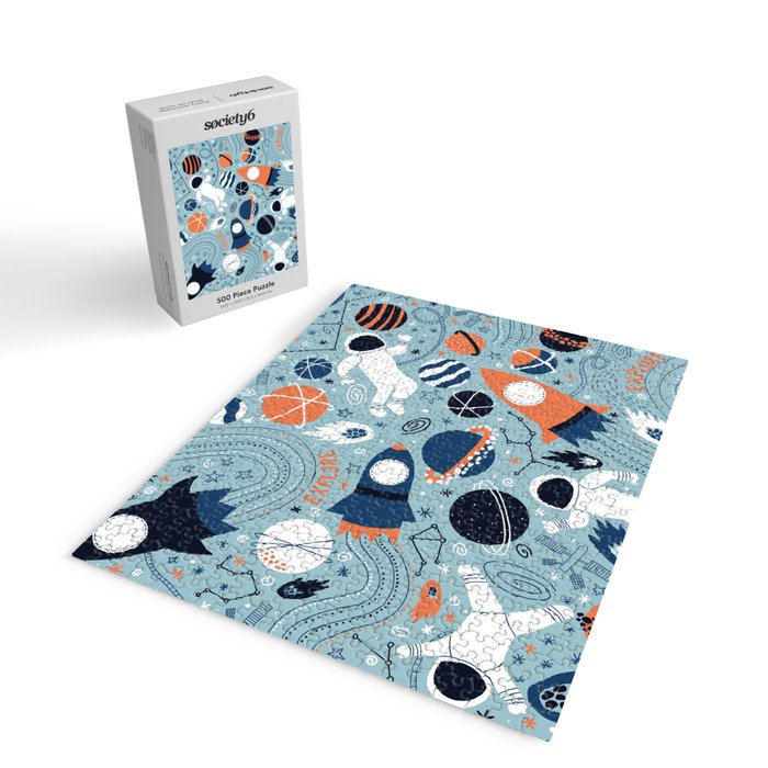 Rocket Ships And Astronauts Pattern Jigsaw Puzzle Gallery Image 2