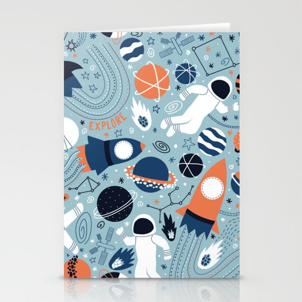 Rocket Ships And Astronauts Pattern Stationery Card Gallery Image 1