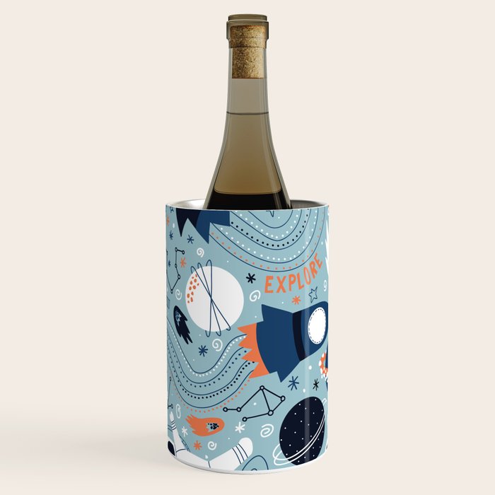 Rocket Ships And Astronauts Pattern Wine Chiller Gallery Image 2