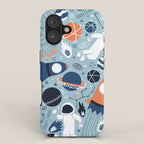 Rocket Ships And Astronauts Pattern iPhone Case Gallery Image 1
