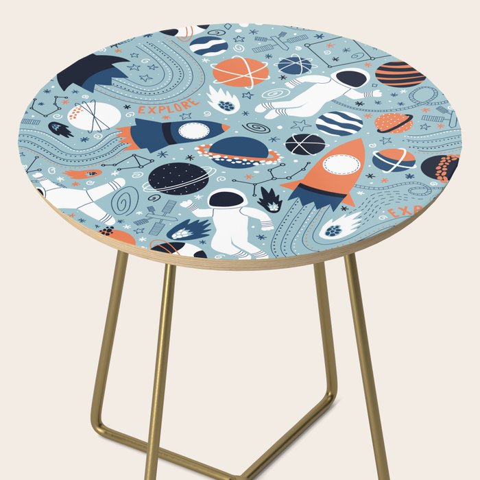 Rocket Ships And Astronauts Pattern Side Table Gallery Image 2