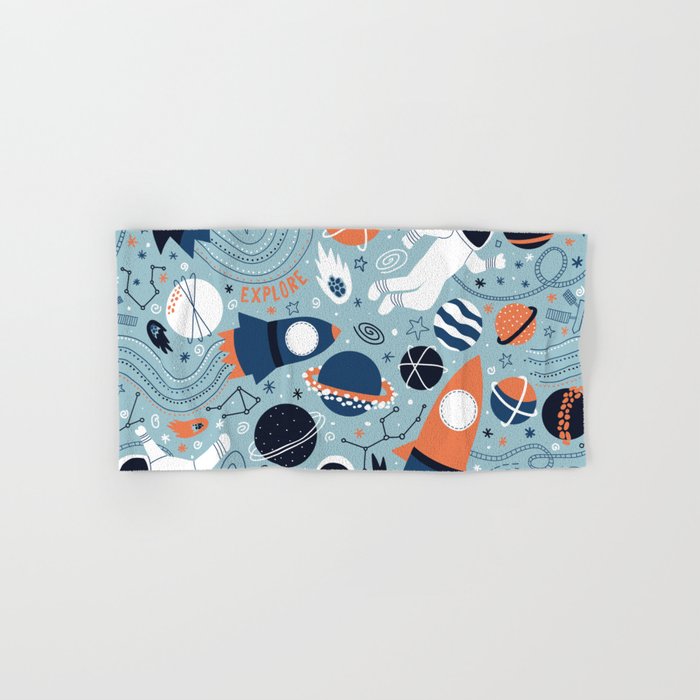 Rocket Ships And Astronauts Pattern Bath Towel Gallery Image 1