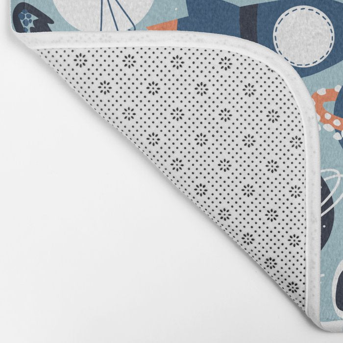 Rocket Ships And Astronauts Pattern Bath Mat Gallery Image 2