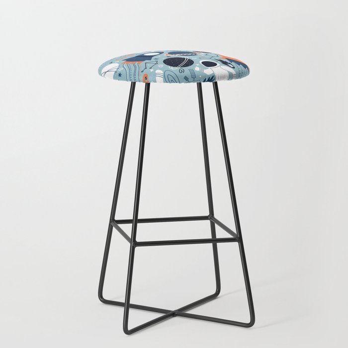 Rocket Ships And Astronauts Pattern Stool Gallery Image 1