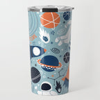 Rocket Ships And Astronauts Pattern Travel Mug Gallery Image 1