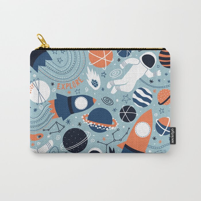 Rocket Ships And Astronauts Pattern Carry All Pouch Gallery Image 1