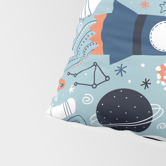 Rocket Ships And Astronauts Pattern Pillow Sham Gallery Image 4