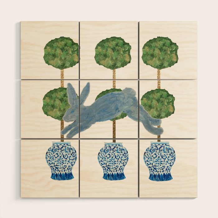 Topiary Country French Bunny Rabbit Ginger Jars Wood Wall Art Gallery Image 1