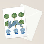 Topiary Country French Bunny Rabbit Ginger Jars Stationery Card Gallery Image 2