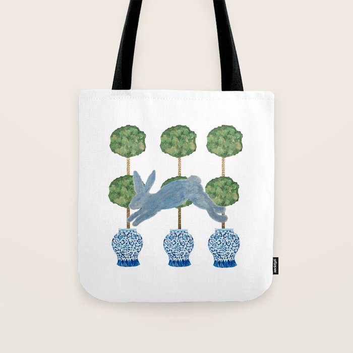 Topiary Country French Bunny Rabbit Ginger Jars Tote Bag Gallery Image 1