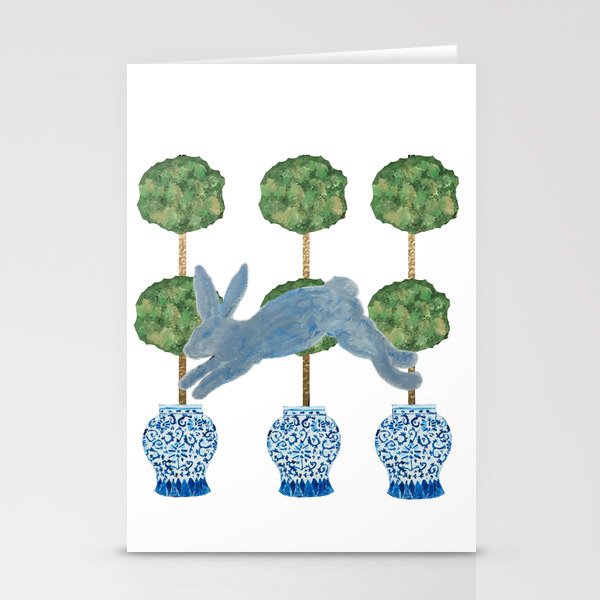 Topiary Country French Bunny Rabbit Ginger Jars Stationery Card Gallery Image 1