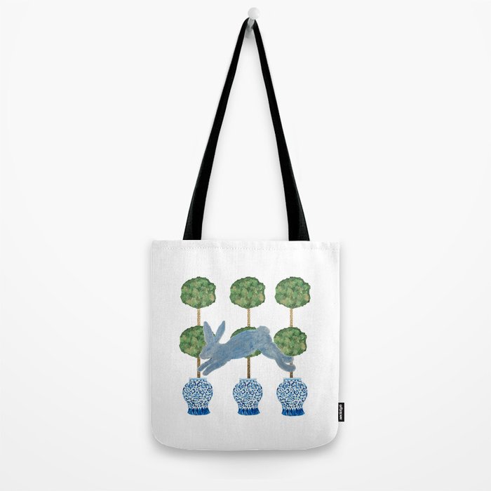 Topiary Country French Bunny Rabbit Ginger Jars Tote Bag Gallery Image 2
