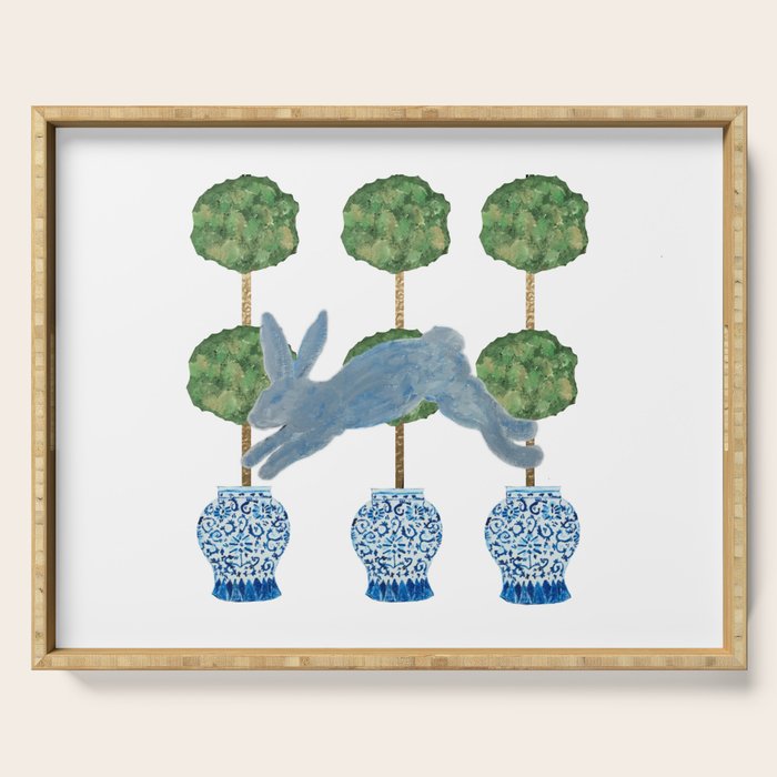 Topiary Country French Bunny Rabbit Ginger Jars Serving Tray Gallery Image 1